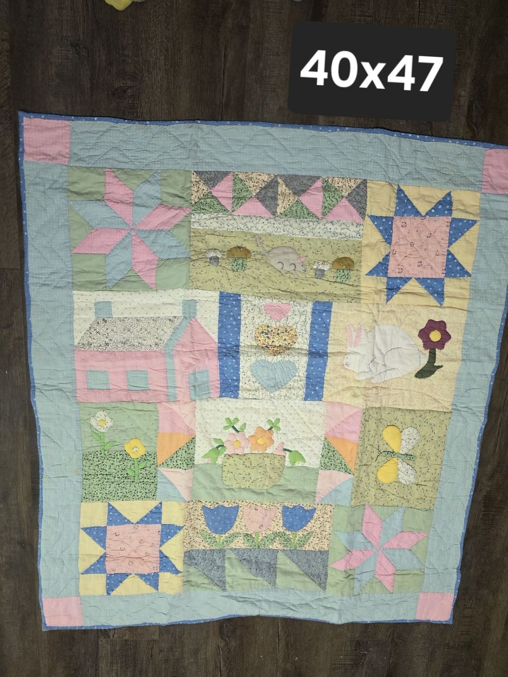 First Impressions Pastel Patchwork Quilt in Pink, Blue & Cream